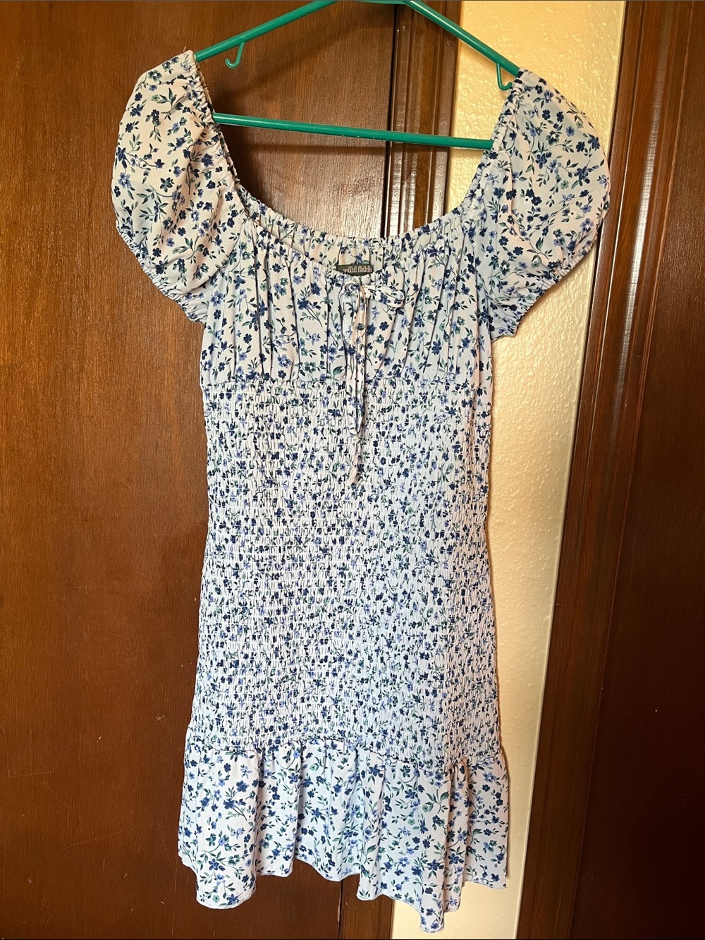wild fable light blue floral tie-front mini dress